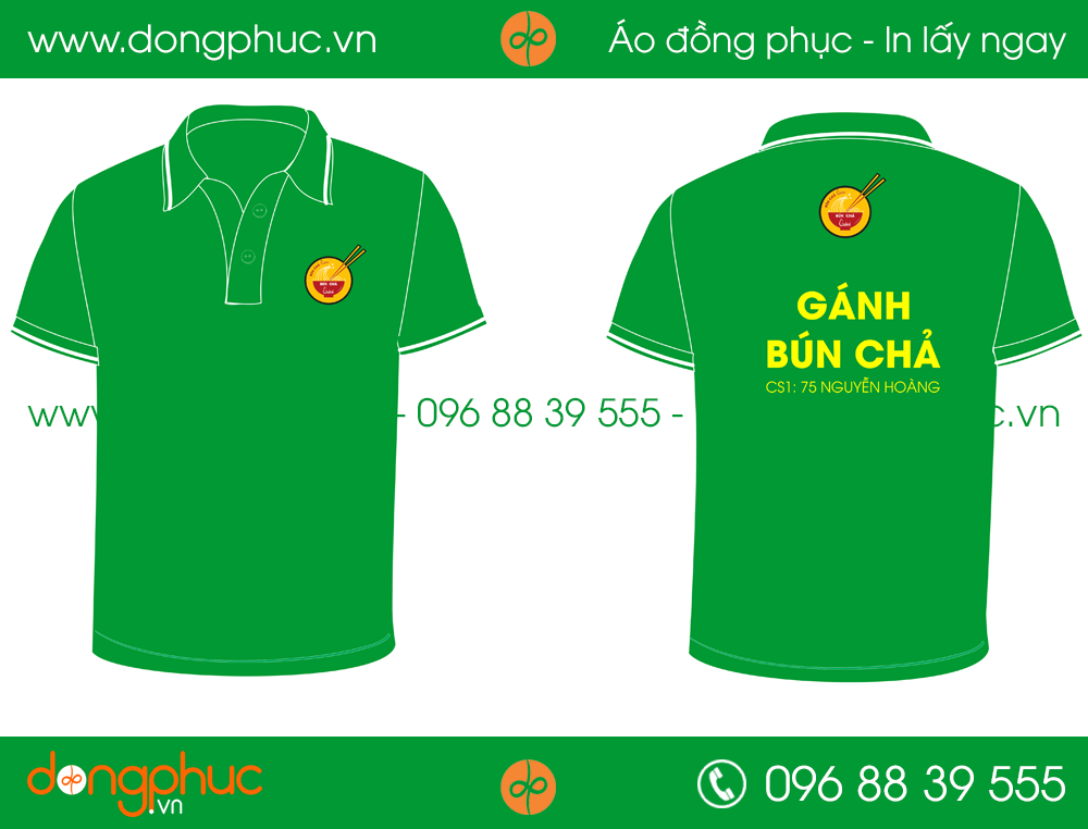 Áo phông đồng phục nhà hàng bún chả